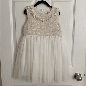 Elegant Cream and White Kids Formal Dress